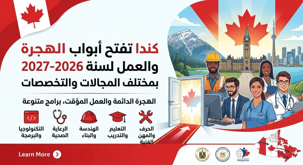 كندا تفتح أبواب الهجرة والعمل لسنة 2026-2027 بمختلف المجالات والتخصصات