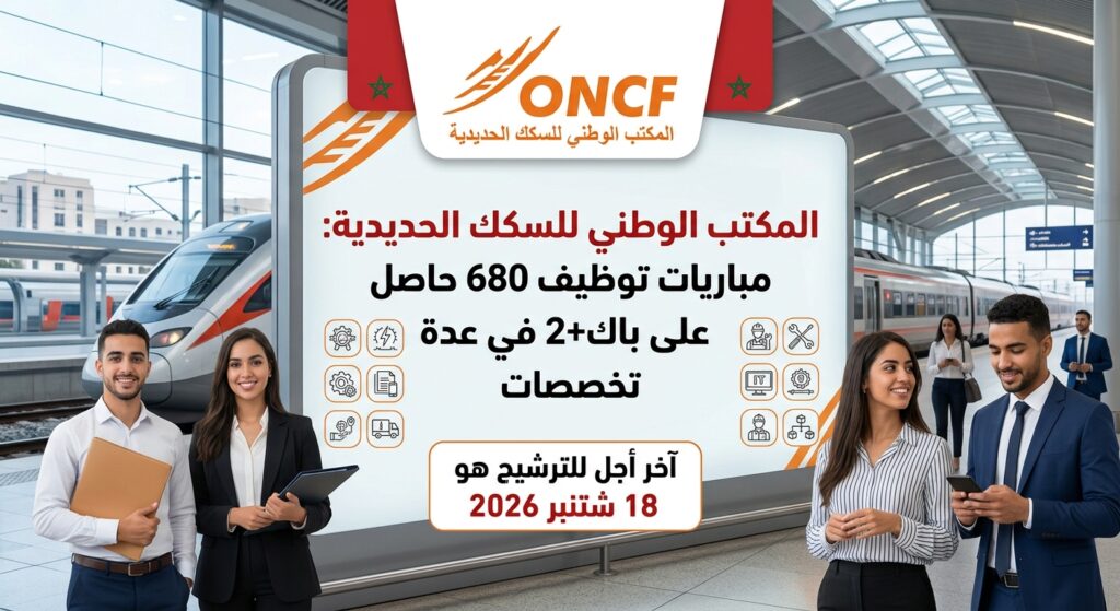 المكتب الوطني للسكك الحديدية: مباريات توظيف 680 حاصل على باك+2 في عدة تخصصات. آخر أجل للترشيح هو 18 شتنبر 2026